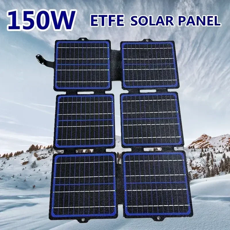 Solar Emergency Charger - Panel surya lipat ETFE 150W, pengisi